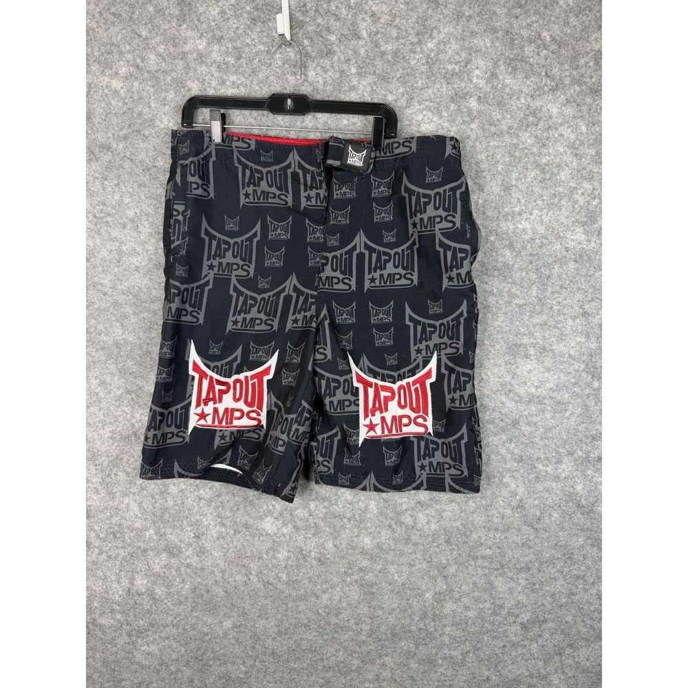 Vintage Tapout Shorts Mens 38 UFC Fighting Board Jujitsu All Over Print Black